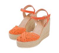 Générique Sandales Femme Été Compensées Sandale Plateforme Sandales Plates Décontractées À Boucle Et Découpe Latérale pour Femmes,'Été Tissé pour Femmes,Mule Femme Éé Confortable (Orange,43)