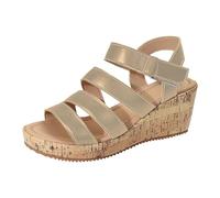 Générique Sandales Femme Été Compensées Sandales Plateforme Femmes Décontracté Côté Creux Ceinture Boucle Pente Bas Chaussures Éé Dames Chaussure Compensee Femme Dorees (Gold,39)