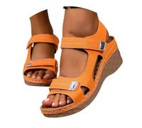 Générique Sandales Femme Été Confortable Chaussures Talon Pantoufles Avec Soutien De La Voûte Plantaire Basket Orthopedique Sabot Bloc Plastique Plage Claquettes Imprimée (Orange,40)