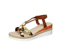 Générique Sandales Femme Été Confortable Compensées Aver Strass Chaussures Antidé Rapantes Respirantes Et Nu-Pieds Bohême Bout Ouvert Avec Talon Plateforme Comfy Semi Trailer Sandale (Brun,41)
