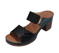 Générique Sandales Femme été Confortable Compensées Plateforme Orthopédique avec Support Pantoufles en Cuir Mode Tongs de Marche À Bout Ouvert Flip Flops Claquettes avec Talon Semelles épaisses Creux