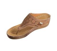 Générique Sandales Femme été Confortable Compensées Plateforme Orthopédique Sandales Avec Support Pantoufles En Cuir Mode Tongs Sandales De Marche à Bout Ouvert Flip Flops Casual Chic