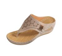 Générique Sandales Femme été Confortable Compensées Plateforme Orthopédique Sandales Avec Support Pantoufles En Cuir Mode Tongs Sandales De Marche à Bout Ouvert Flip Flops Casual Chic