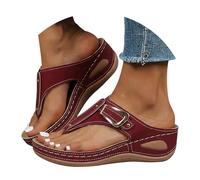 Générique Sandales Femme Été Confortable Compensées - Plateforme | Sandales Avec Support Pantoufles En Cuir Mode Tongs Sandales De Marche À Bout Ouvert Flip Flops nu pieds Slip-Ins Slipper