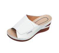 Générique Sandales Femme Été Confortable Élégantes Pantoufles Bohème Ete Pied Large Cuir Tongs Sandales Chic Élégante Femme Mules Boucle Et Sabots Bout Ouvert Cuir Été Plates En Liège