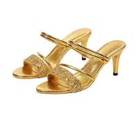 Générique sandales femme été confortable ete Modèle doré à talon haut, conception à bout ouvert pour un look moderne(Or40)