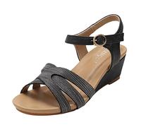 Générique sandales femme été confortable Été pente sandales femmes décontractée un mot boucle ceinture en épais femmes chaussures Bottes Hauteur Genou (37)