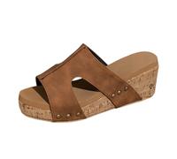 Générique Sandales Femme Été Confortable Mules Orthopedique Compensées Talon Haut Chausson avec Tong Paillettes Chaussures Carré À Talons Moyen