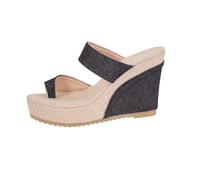 Générique sandales femme été confortable Nouveau compensé semelle épaisse bout glissant dames sandales dame femmes pantoufles Chaussons Taille 8 Sexy (40)