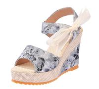 Générique sandales femme été confortable Sandales compensées creuses bouche de poisson pour femmes, semelles épaisses, imprimé floral, extérieures décontractées la Compensées Volatiles Pour Taille 6