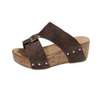 Générique sandales femme été confortable Sandales compensées pour femmes, compensées plateforme, bout ouvert, chaussures d'été décontractées et habillées Ski Hiver Pro (Coffee, 36)