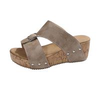 Générique sandales femme été confortable Sandales compensées pour femmes, compensées plateforme, bout ouvert, chaussures d'été décontractées et habillées Ski Hiver Pro (Khaki, 39)