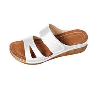 Générique sandales femme été confortable Sandales double bride élégantes et confortables pour femmes, idéales pour les sorties décontractées. Ballerines Femmes Habillées (White, 36)