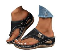 Générique Sandales Femme été Confortables Avec Boucle Réglable - Nu-Pieds D'Été Plate Chaussures De Marche Respirantes à Semelles ÉPaisses Compensées Claquette Orthopédique Femme (43)