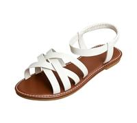 Générique Sandales Femme Été Modèle Bout Ouvert Bride Croisée Multiple Bande Extensible Arrière Talon Pour Marche Quotidien Plage Vacance Détente Urbain Mode Tendance Confort Souple (White, 39)