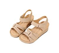 Générique Sandales Femme Été,Sandales Orthopédique Été Femmes 2025 Bout Ouvert Talon Chaussures de Marche Semelles Épaisses Anti-dérapant Respirantes Sandale scratchées