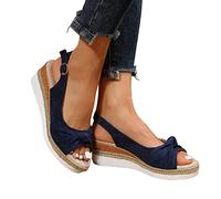 Générique Sandales Femme Été Talon Compensé Bohème Chaussures Ete Compensees Bout Ouvert Poisson Bouche Chaussures Pieds Larges Et Sensibles Espadrilles Sandales Femme Plage Boucle Pas Cher