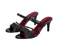 Générique sandales femme été talon femme Modèle doré à talon haut, conception à bout ouvert pour un look moderne(Le noir37)