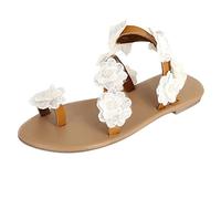 Générique Sandales Femme Orthopédique Plateforme Compensées,Claquettes Romaines Plates à Fleurs en Dentelle,Chaussures de Plage Élégantes pour Femme,Mules Décontractées et Tendances pour la Ville