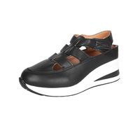 Générique Sandales Femme Plates Confortables à Bride Ajustable, Style Mules, Chaussures d'Été Élégantes de Plage avec Semelle Compensée Épaisse et Design Ajouré Idéales Quotidien (Black, 39)