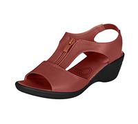 Générique Sandales Femme Sandales de villégiature compensées à semelle compensée en cuir de vachette(Brown,38)