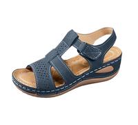 Générique Sandales Femme Sandales Femmes Été Confortable Mules En Cuir Mode Bout Ouvert Compensées Plateforme Pantoufles Premium Orthopédiques Chaussons D'été 2026 Pour Femme Orthopédiques Fermées