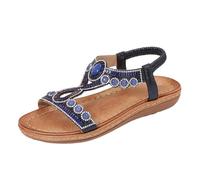 Générique Sandales Femme Sandales pour femmes à bout ouvert pour des vacances décontractées et en plein air avec strass un style bohème parfait la saison estivale