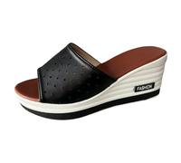 Générique Sandales Femme Talon Été bouche de poisson talon compensé mode décontracté commerce extérieur grande taille femmes une ligne sandales creuses et pantoufles pour les femmes(Black,39)