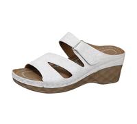 Générique Sandales Femmes Été Confortable En Cuir Semelles Épaisses Sandales De Plage Soutien Voûte Open Toe Semelle Compensée Antidérapantes Claquette Respirant Légère Chaussures D'Été Décontractées