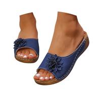 Générique Sandales Femmes Été Confortable Mules en Cuir Mode Bout Ouvert Compensées Plateforme Pantoufles Premium Orthopédiques Chaussons Femme Sandales Dame Sandales Fines