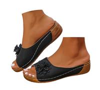 Générique Sandales Femmes Été Confortable Mules en Cuir Mode Bout Ouvert Compensées Plateforme Pantoufles Premium Orthopédiques Chaussons Femme Sandales Dame Sandales Fines