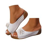 Générique Sandales Femmes Été Confortable Mules en Cuir Mode Bout Ouvert Compensées Plateforme Pantoufles Premium Orthopédiques Chaussons Femme Sandales Dame Sandales Fines