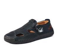 Générique Sandales Homme Enfiler Décontractées Plates Respirantes Confortables Antidérapantes Marche Plein Air Usage Quotidien Été Printemps Automne (Black, 43)