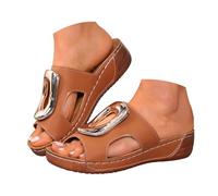 Générique Sandales Orthopédiques Femme Été - Mules Confortables Plateforme Antidérapantes - Chaussures de Plage et Marche Bout Ouvert - Idéales pour Pieds Larges - Respirantes Légères (Brown, 36)