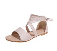 Générique Sandales OrthopéDiques Femme Loisirs Roman Style Femmes Flock Été Antidérapant Bretelles Croisées Plat Plage Bout Ouvert Respirant Sandales Chaussures(Khaki,43)
