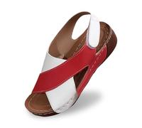Générique Sandales OrthopéDiques Femme Sandales compensées ouvertes en cuir pour femmes,chaussures d'été confortables,respirantes et antidérapantes(Red,37)