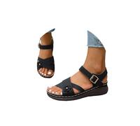 Générique Sandales Orthopéiques Femme D'été Bout Ouvert Chaussures D'extérieur avec Semelle Épaisse Coussin Doux Sandale Compensées avec Boucle Métallique Antidérapantes Sandales de Marche Extérieur