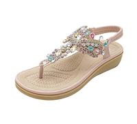 Générique Sandales Plastique Été femmes mode sandales talon compensé semelle épaisse strass couleur unie bout ouvert décontracté confortable(38)