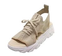 Générique Sandales Plastique Été nouvelle semelle épaisse maille sandales mode décontracté femmes chaussures fond plat évider mode femmes chaussures(Beige,37)