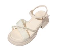 Générique Sandales Plastique Sandales à talons hauts pour femmes,couleur unie,semelle épaisse,été(White,39)