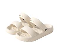 Générique Sandales plates confortables à bout ouvert pour femmes, idéales pour une tenue décontractée, des vacances à la plage, le printemps et l'été, à enfiler, légères et respirantes (Beige, 41)