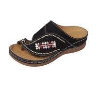 Générique Sandales plates décontractées brodées pour femmes, semelle souple, confortables et polyvalentes, idéales pour l'été. Chaussons Doublés (36)