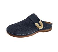 Générique Sandales plates décontractées pour femmes avec boucle métallique parfaites comme chaussons de plage élégants et confortables pour un usage quotidien l’été (Dark Blue, 38)