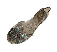 Générique Sandales Plates Femme Confortable Confort Sandales pour Femmes Chaussures À Paillettes Plates Gelée Poisson Bouche Chaussures Transparentes Chaussure Femme Compensée (Black,37)