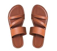 Générique Sandales Plates Femme Pieds Larges Confort Chaussures de Plage Surdimensionnées À Fond Plat pour Femmes Avec Tongs Sabot Jardin Chaussure Femme Orthopedique (Brown,36)