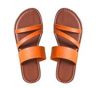 Générique Sandales Plates Femme Pieds Larges Confort Chaussures de Plage Surdimensionnées À Fond Plat pour Femmes Avec Tongs Sabot Jardin Chaussure Femme Orthopedique (Orange,39)