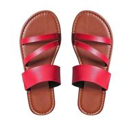 Générique Sandales Plates Femme Pieds Larges Confort Chaussures de Plage Surdimensionnées À Fond Plat pour Femmes Avec Tongs Sabot Jardin Chaussure Femme Orthopedique (Red,38)