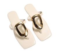 Générique Sandales Plates Femme Pieds Larges Confortable Été Tongs À Bout Ouvert Et Tête Carrée pour Femme,Chaussures D'Extérieur,Style Auto-Stop,Décontractées,Sabot de Jardin Chaussures (White,36)