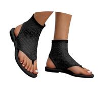 Générique Sandales plates pour femmes grande taille en maille respirante tongs confortables légères pour un style décontracté quotidien (Black, 44)