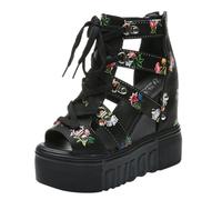 Générique Sandales plates Sandales compensées pour femmes, chaussures plateforme, bout ouvert, chaussures d'été décontractées et habillées femmes compensées Sandale femme été 2026 respirante réglable